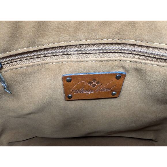 Patricia Nash Purse Brown Leather Meldola Dome Satchel with Scarf Dust Bag - Picture 14 of 16